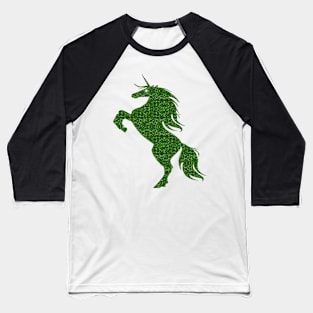 Green Faux Glitter Magical Rearing Unicorn Baseball T-Shirt